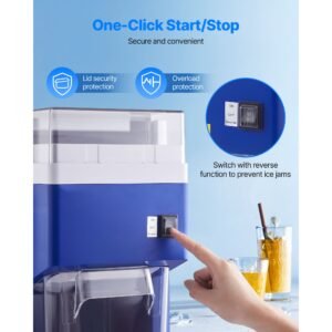 commercial ice shaver machine, 1.91qt /1.8l large electric snow cone machine, fine & fluffy with 300w motor, stainless steel blades, shaved ice maker for dessert shop home party restaurant, blue
