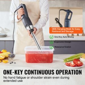 commercial immersion blender, 350w heavy duty hand mixer, 16 inch stepless variable speed mixer with stainless steel blade, multi purpose portable mixer for soup, sauces, mashed potatoes, cream