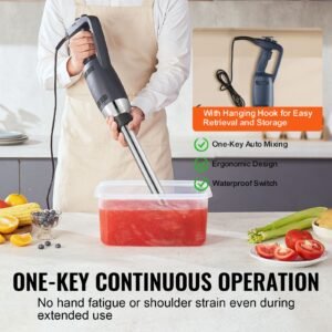commercial immersion blender, 350w heavy duty hand mixer, 20 inch stepless variable speed mixer with stainless steel blade, multi purpose portable mixer for soup, sauces, mashed potatoes, cream