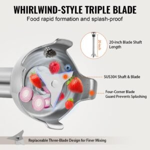 commercial immersion blender, 350w heavy duty hand mixer, 20 inch stepless variable speed mixer with stainless steel blade, multi purpose portable mixer for soup, sauces, mashed potatoes, cream