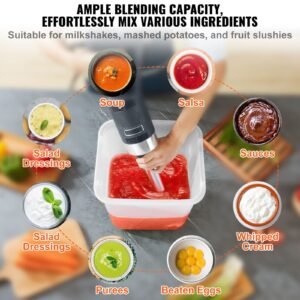 commercial immersion blender, 500 watt heavy duty hand mixer, variable speed kitchen stick mixer with 304 stainless steel blade, multi purpose portable mixer for soup, smoothie, puree, baby food