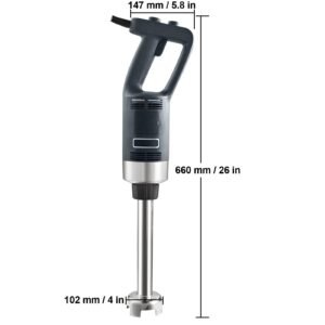 commercial immersion blender, 500 watt heavy duty hand mixer, variable speed kitchen stick mixer with 304 stainless steel blade, multi purpose portable mixer for soup, smoothie, puree, baby food