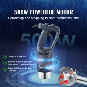 commercial immersion blender, 500w heavy duty hand mixer, 16 inch stepless variable speed mixer with stainless steel blade, multi purpose portable mixer for soup, sauces, mashed potatoes, cream