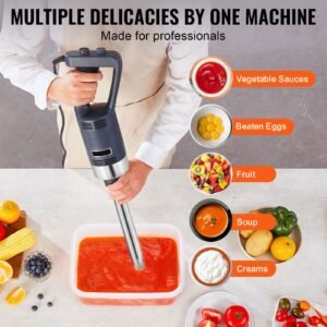 commercial immersion blender, 500w heavy duty hand mixer, 16 inch stepless variable speed mixer with stainless steel blade, multi purpose portable mixer for soup, sauces, mashed potatoes, cream
