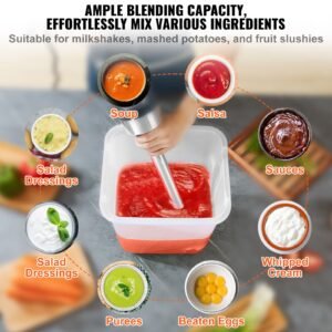 commercial immersion blender, 750w 16" heavy duty hand mixer, variable speed kitchen stick mixer with 304 stainless steel blade, multi purpose portable mixer for soup, smoothie, puree, baby food