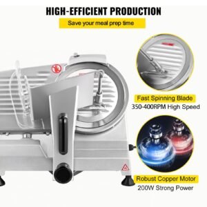 commercial meat slicer, 200w electric deli food slicer, 350 400rpm meat slicer with 8" carbon steel blade, 0 0.47 inch adjustable thickness electric meat slicer for home and commercial use