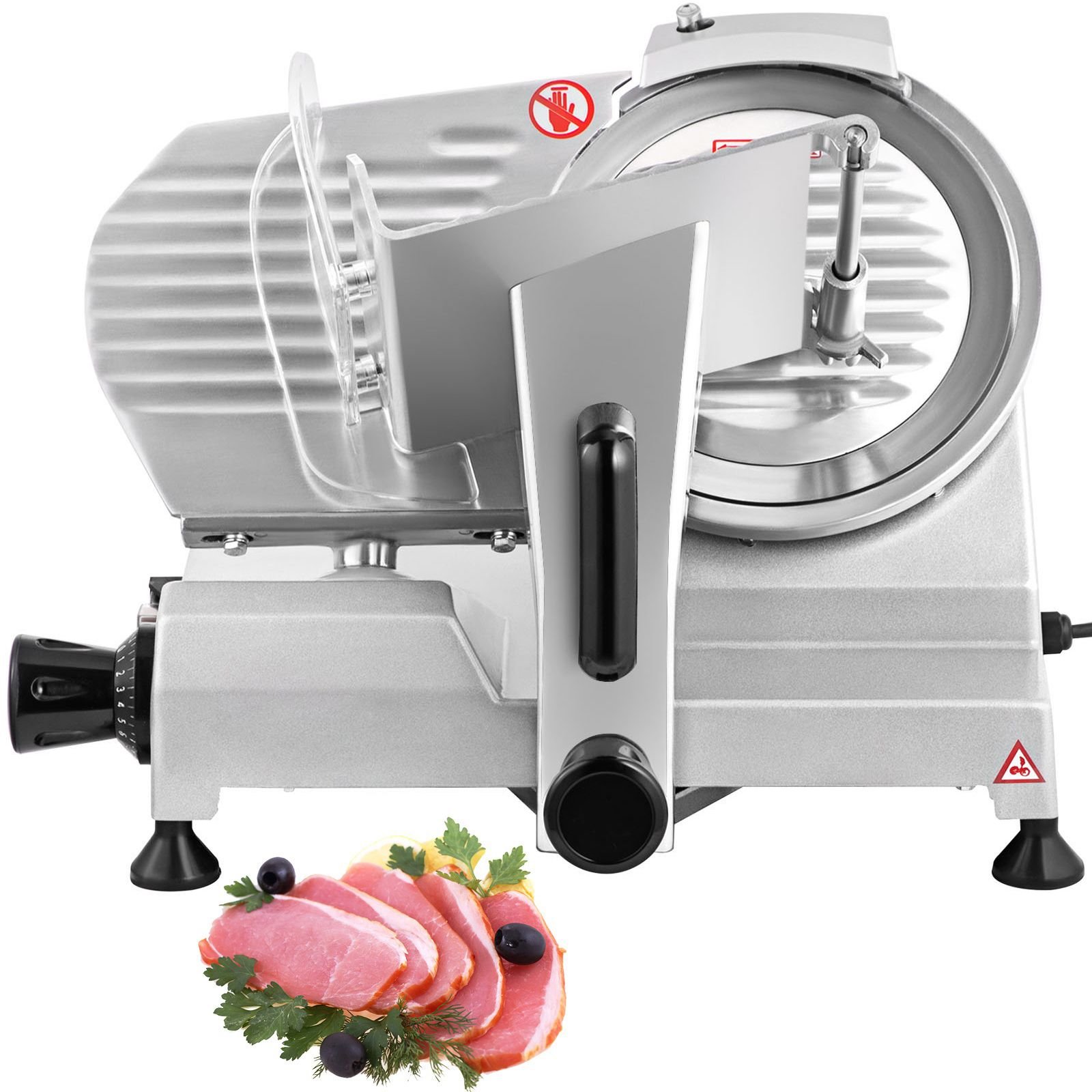 commercial meat slicer, 200w electric deli food slicer, 350 400rpm meat slicer with 8" carbon steel blade, 0 0.47 inch adjustable thickness electric meat slicer for home and commercial use