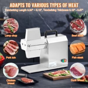 commercial meat tenderizer, heavy duty stainless steel kitchen tool with handle, meat tong, and cleaning brush, 450w electric meat tenderizer machine for beef, turkey, chicken, pork, and fish