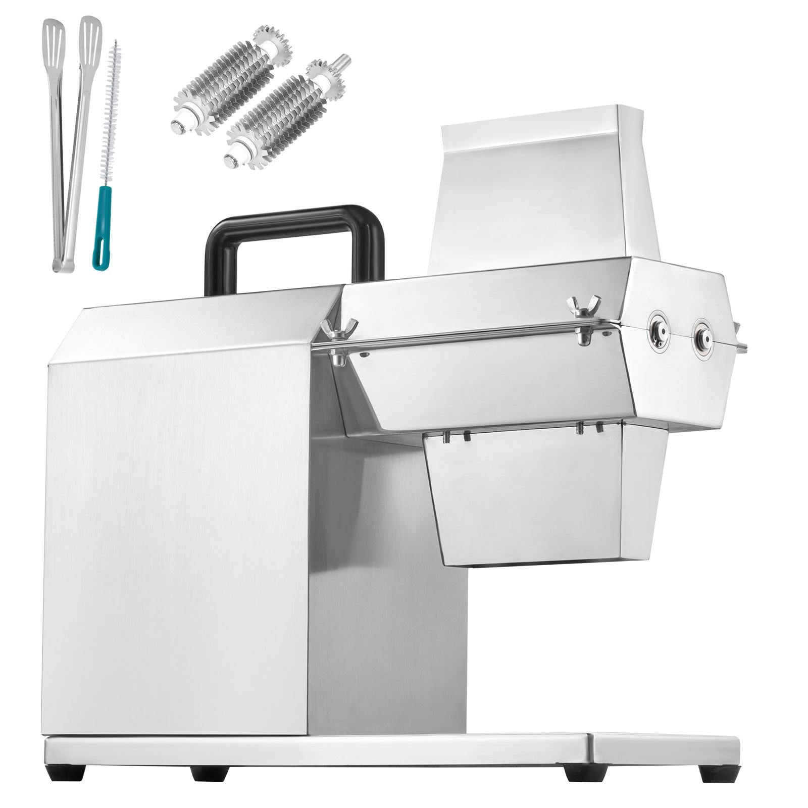 commercial meat tenderizer, heavy duty stainless steel kitchen tool with handle, meat tong, and cleaning brush, 450w electric meat tenderizer machine for beef, turkey, chicken, pork, and fish