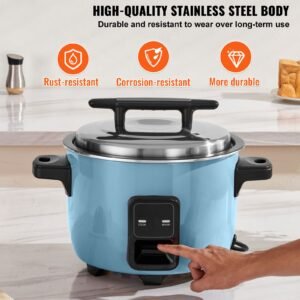 commercial rice cooker, 60 cup rice cooker, 13.74 qt / 13 liter large rice cooker and warmer with nonstick inner pot, fast cooking and 24 hour keep warm, with rice cup and paddle, for restaurant