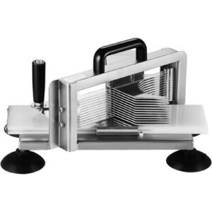 Commercial Tomato Slicer, 3/16 inch Tomato Cutter Slicer, Stainless Steel Heavy Duty Tomato Slicer Machine, Manual Tomato Slicer with Non-slip Feet, for Cutting Tomatoes, Cucumbers, Bananas