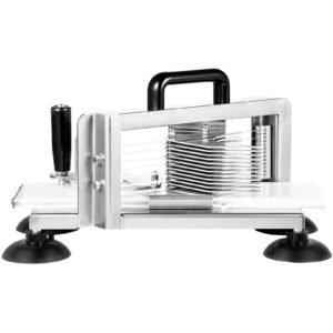 Commercial Tomato Slicer, 3/8 inch Tomato Cutter Slicer, Stainless Steel Heavy Duty Tomato Slicer Machine, Manual Tomato Slicer with Non-slip Feet, for Cutting Tomatoes, Cucumbers, Bananas