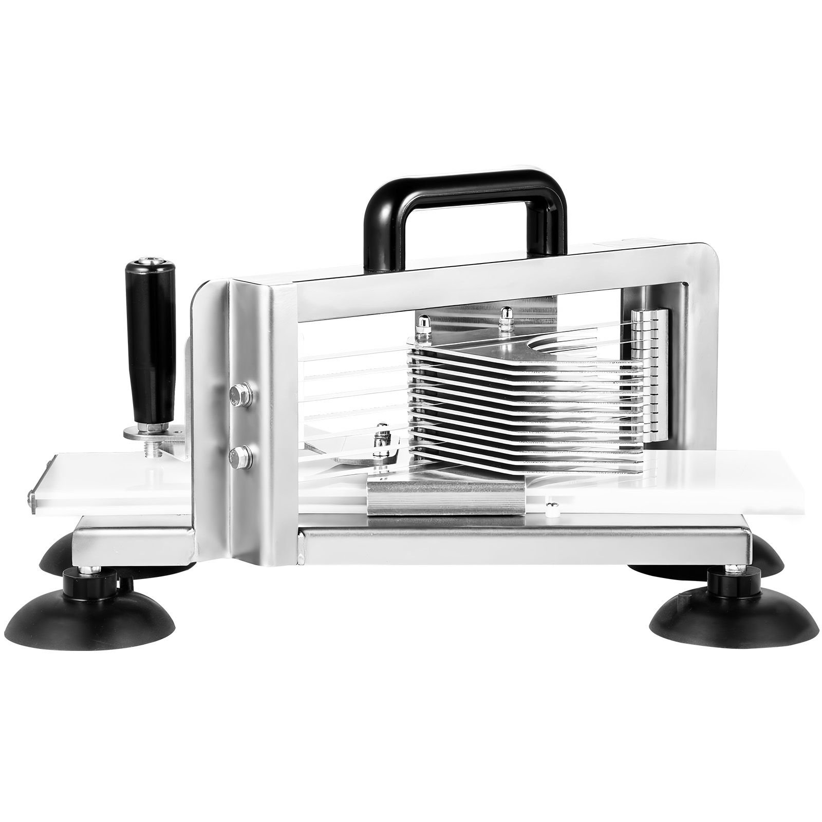 commercial tomato slicer, 3/8 inch tomato cutter slicer, stainless steel heavy duty tomato slicer machine, manual tomato slicer with non slip feet, for cutting tomatoes, cucumbers, bananas