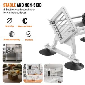 commercial vegetable slicer, 1/2 inch fruit slicer, stainless steel and aluminum alloy vegetable cutter slicer machine, manual slicer with non slip feet, for radishes, onions, potatoes, lemons
