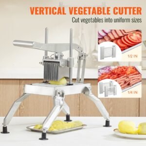 commercial vegetable slicer, 1/4 and 1/2 inch tomato slicer, stainless steel and aluminum alloy vegetable cutter slicer, manual tomato slicer with non slip feet, for tomatoes, onions, potatoes