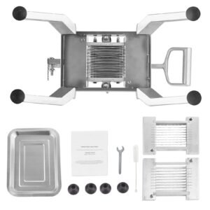 Commercial Vegetable Slicer, 1/4 and 1/2 inch Tomato Slicer, Stainless Steel and Aluminum Alloy Vegetable Cutter Slicer, Manual Tomato Slicer with Non-slip Feet, for Tomatoes, Onions, Potatoes