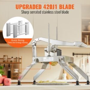 commercial vegetable slicer, 3/8" and 3/16" tomato slicer, stainless steel and aluminum alloy vegetable cutter slicer, manual tomato slicer with non slip feet, for tomatoes, potatoes, onions