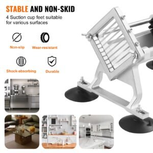 commercial vegetable slicer, 3/8 inch fruit slicer, stainless steel and aluminum alloy vegetable cutter slicer machine, manual slicer with non slip feet, for radishes, onions, potatoes, lemons