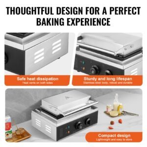 commercial waffle stick maker, 6pcs 1500w waffle baker machine, non stick stainless steel corn hot dog waffle iron with temp and time control, handle, for restaurant bakery snack bar family
