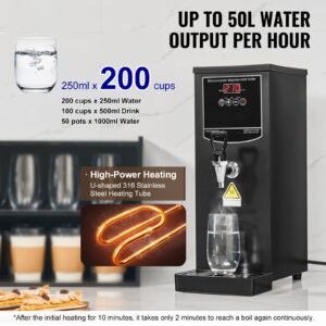 commercial water boiler, electric hot water dispenser with 316 stainless steel heating tube, 1500w step by step fast heating 50l per hour hot water boiler, for coffee tea restaurant office