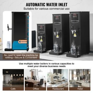 commercial water boiler, electric hot water dispenser with 316 stainless steel heating tube, 1500w step by step fast heating 50l per hour hot water boiler, for coffee tea restaurant office