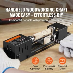 compact lathe machine, dimensions 2.76 x 6.3 inches, 24vdc 96w, includes milling machine accessories, features 7 adjustable speeds ranging from 4220 to 8450 rpm, ideal for diy woodworking and