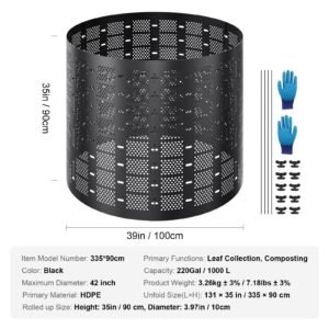 compost bin 220 gallon, outdoor expandable composter, easy to setup & large capacity composting bin, fast creation of fertile soil