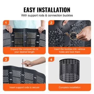 compost bin 220 gallon, outdoor expandable composter, easy to setup & large capacity composting bin, fast creation of fertile soil