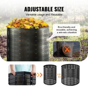 compost bin 220 gallon, outdoor expandable composter, easy to setup & large capacity composting bin, fast creation of fertile soil