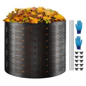 compost bin 220 gallon, outdoor expandable composter, easy to setup & large capacity composting bin, fast creation of fertile soil