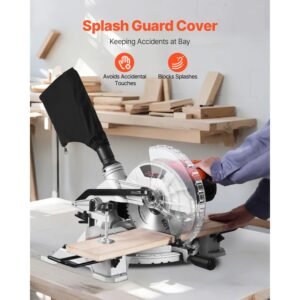 compound miter saw, 10 inch blade, 15 amp motor, 60 tooth, corded single bevel 0 45°, led precision alignment, angle adjustable, lightweight cast aluminum base, for wood, composite decking