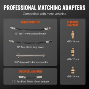 compression tester adapter kit, 9 pcs automotive engine cylinder leak down compression test, accurate dual scale pressure gauge 0 300 psi, with long reach hoses and case for engine cylinders
