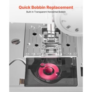 computerized sewing machine, 200 stitch applications, with lcd screen, foot pedal and led light, heavy duty metal frame, digital sewing machine with powerful motor for crafts and mending