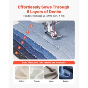 computerized sewing machine, 60 stitch applications, with led screen, foot pedal and led light, heavy duty metal frame, digital sewing machine with powerful motor for crafts and mending
