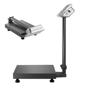 Computing Digital Platform Scale, 220 lbs Load, 0.04 lbs Accuracy, Electronic Floor Scale with LB/KG, Tare, Price Calculator, AC/DC Power Supply, Fit for Luggage, Shipping, Packages, Postage