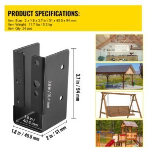 concealed joist hanger, 2"x4" outdoor accent concealed flange, pack of 24 concealed joist bracket, q235 steel plate powder coated concealed face mount joist hanger inner 40x91 mm for beam swing