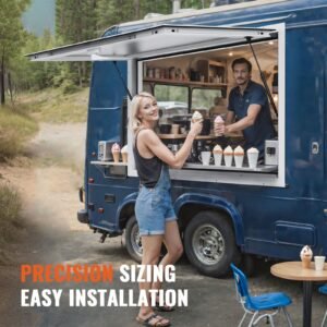 concession window 36"x24", aluminum alloy food truck service window with awning door & drag hook, up to 85 degrees stand serving window for food trucks concession trailers, glass not included