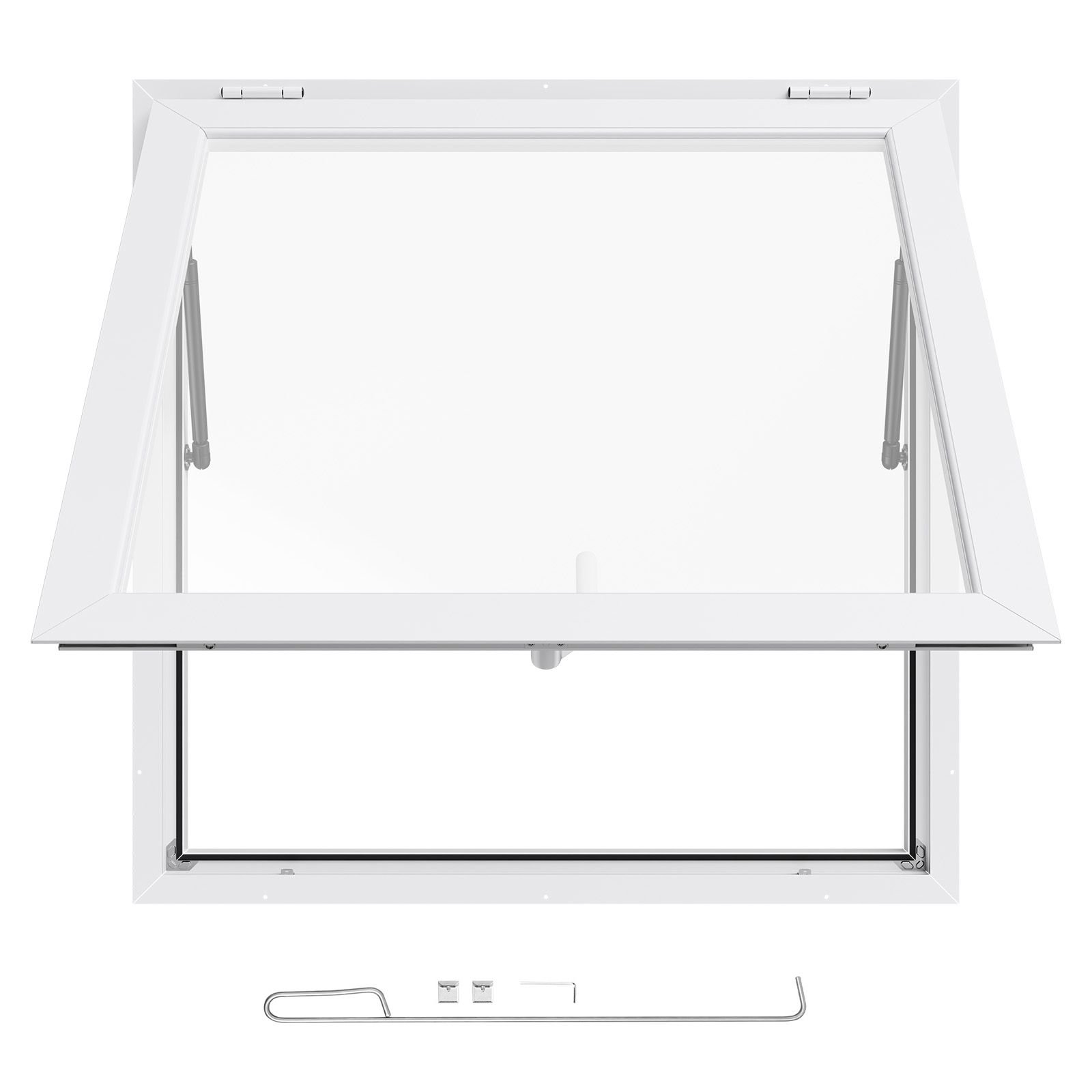 concession window 36x36 in, aluminum alloy frame service window for food truck, up to 85 degrees stand serving window with awning door and drag hook, rainwater resistant for concession trailers