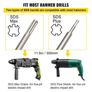 concrete hole saw kit, 1 2/11", 1 3/5", 2 9/16", 3 5/32", 3 15/16" drill bit set sds plus & sds max shank wall hole cutter with a 4 1/3" connecting rod for concrete, cement, stone wall, ma