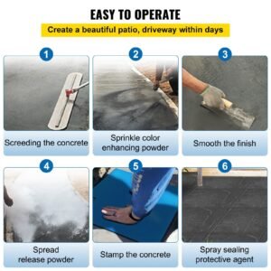 concrete texturing skin, 24"x24" concrete stamps mats set, polyurethane concrete stamping mats, slate concrete stamps, 4 pcs realistic concrete texture mat, concrete stamps for walls/floors