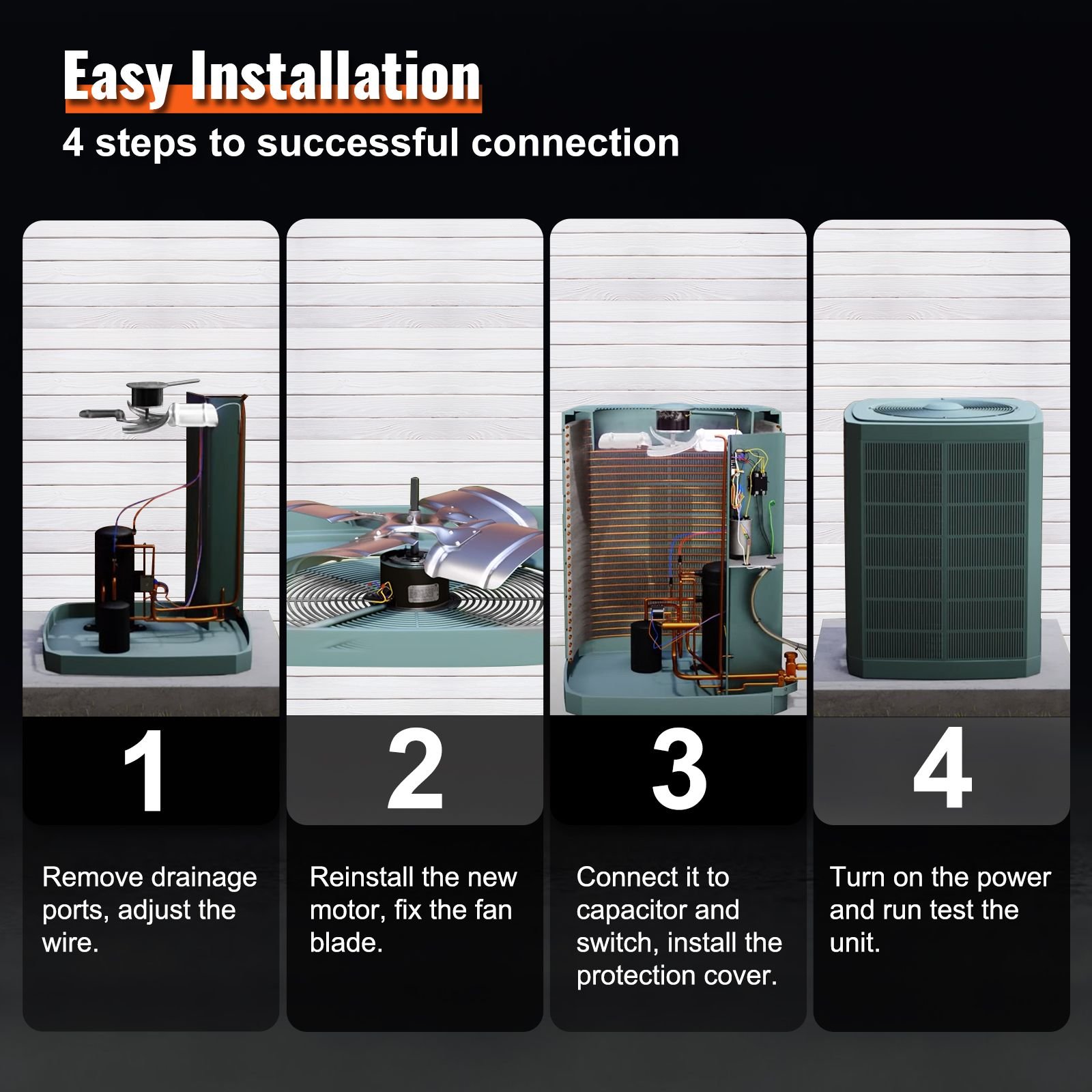 condenser fan motor 5kcp39gfs166s, 3s003, 1/5 hp 208 230v, 825rpm, oem standard upgraded replacement condenser motor reversible rotating, explosion proof cbb65 7.5μf/370v capacitor