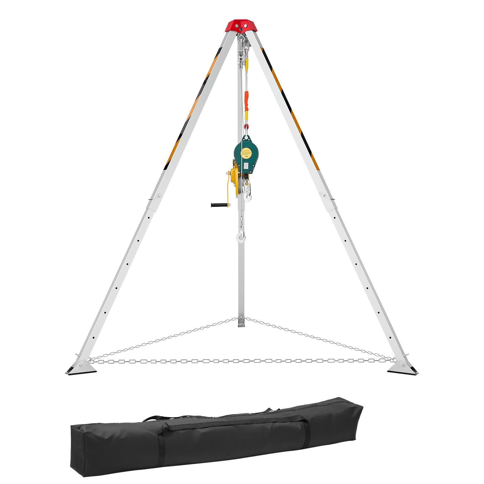 confined space tripod kit, heavy duty rescue tripod lifting hoist 1200 lbs winch, 4.1 ft adjustable legs, 98.5 ft cable portable kit, 32.8 ft fall protection, 4.40 7.05 ft working height