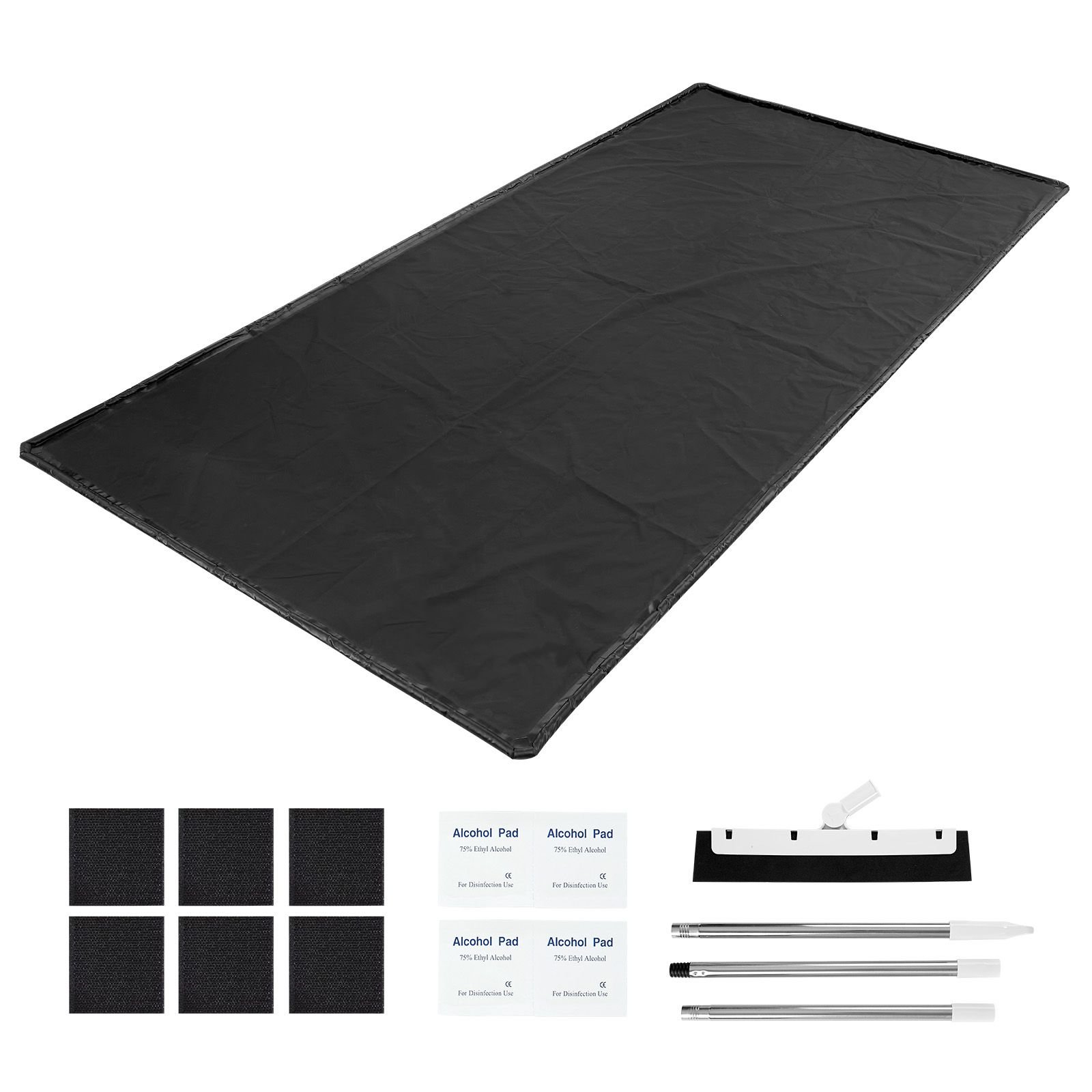 containment mat, 7 ft 9 in x 16 ft, non slip pvc garage floor mat with a cleaning squeegee, heavy duty durable waterproof containment protection from snow, rain and mud for cars parking, black