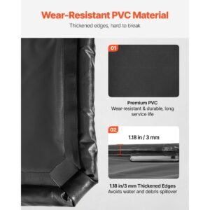 containment mat, 7 ft 9 in x 16 ft, non slip pvc garage floor mat with a cleaning squeegee, heavy duty durable waterproof containment protection from snow, rain and mud for cars parking, black