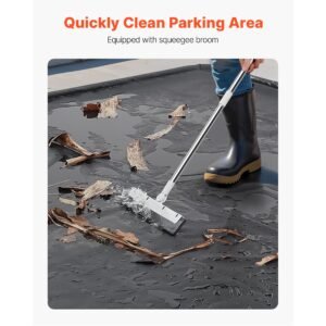containment mat, 7 ft 9 in x 16 ft, non slip pvc garage floor mat with a cleaning squeegee, heavy duty durable waterproof containment protection from snow, rain and mud for cars parking, black