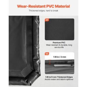containment mat, 7 ft 9 in x 18 ft, non slip pvc garage floor mat with a cleaning squeegee, heavy duty durable waterproof containment protection from snow, rain and mud for cars parking, black