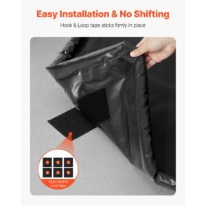 containment mat, 7 ft 9 in x 18 ft, non slip pvc garage floor mat with a cleaning squeegee, heavy duty durable waterproof containment protection from snow, rain and mud for cars parking, black
