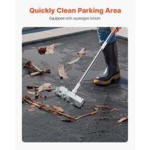 containment mat, 7 ft 9 in x 18 ft, non slip pvc garage floor mat with a cleaning squeegee, heavy duty durable waterproof containment protection from snow, rain and mud for cars parking, black