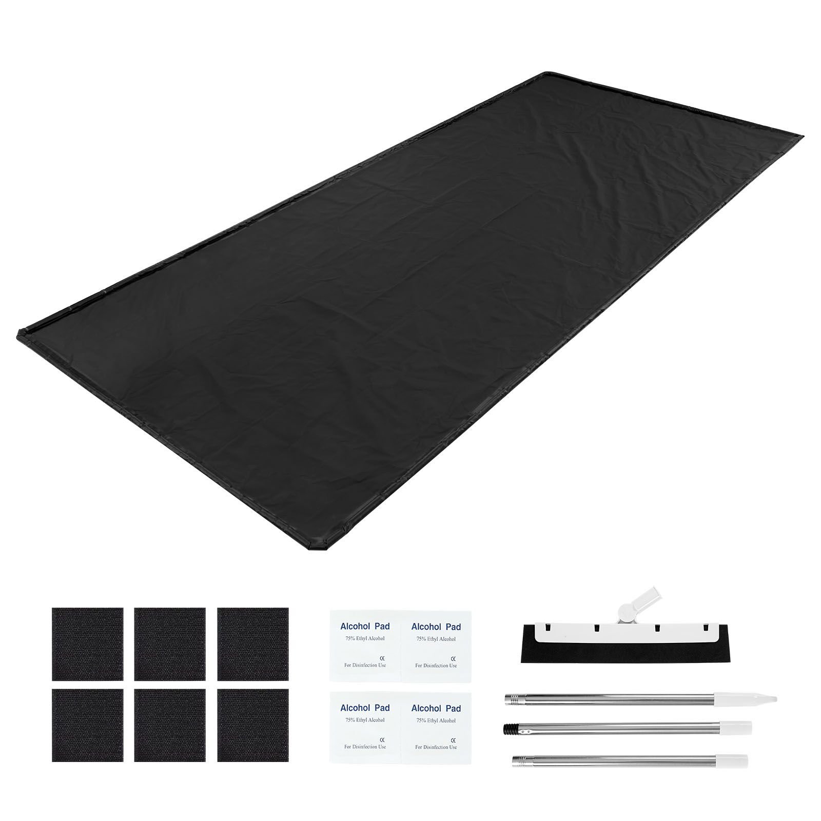 containment mat, 7 ft 9 in x 18 ft, non slip pvc garage floor mat with a cleaning squeegee, heavy duty durable waterproof containment protection from snow, rain and mud for cars parking, black