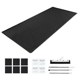 Containment Mat, 8 ft 6 in x 20 ft, Non-Slip PVC Garage Floor Mat with a Cleaning Squeegee, Heavy Duty Durable Waterproof Protection from Snow, Rain and Mud for Cars SUVs Trucks Parking, Black